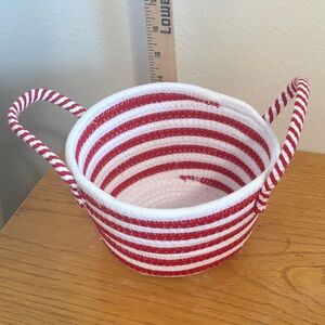 Red and White Striped Basket